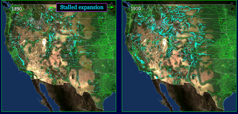 Irrigation and stalled expansion, 1910 map